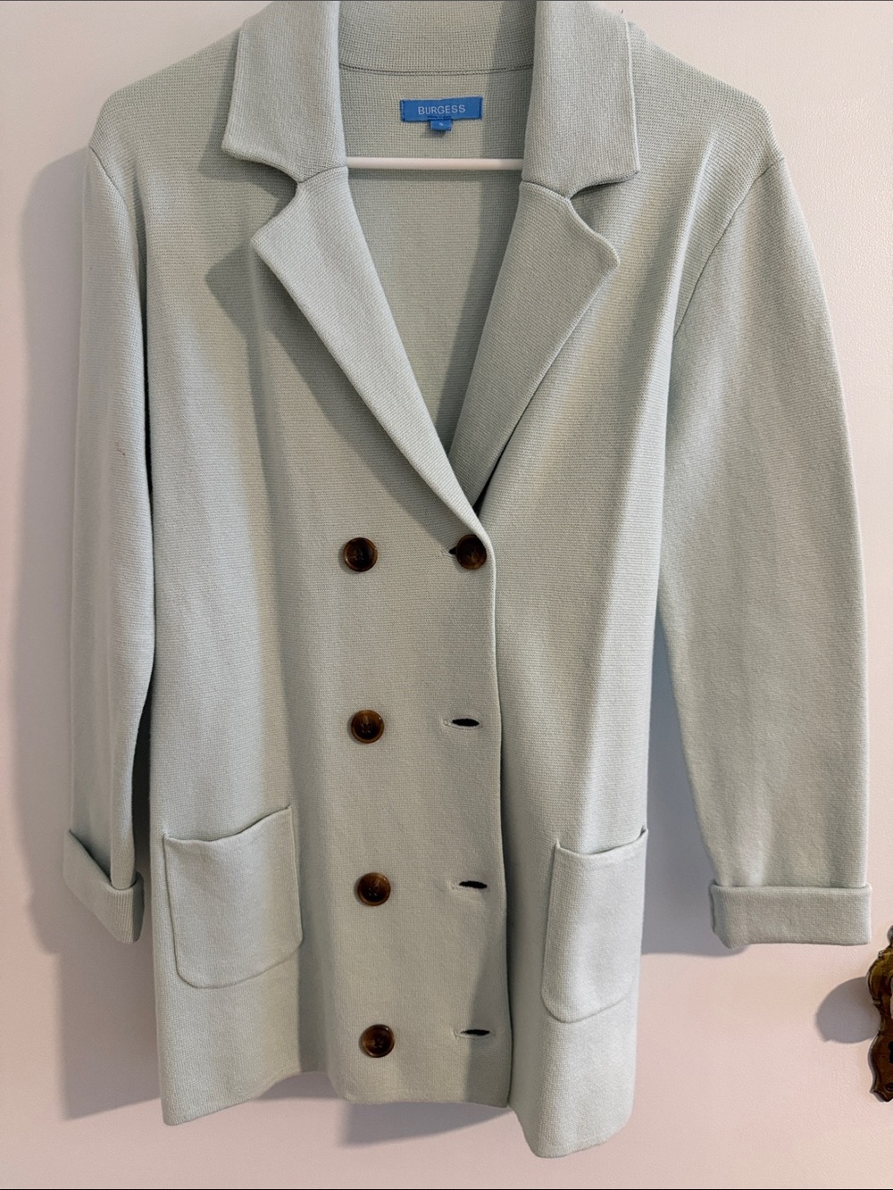 Urge Mint Green Double-Breasted Cardigan Blazer